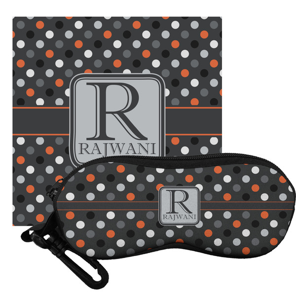 Custom Gray Dots Eyeglass Case & Cloth (Personalized)
