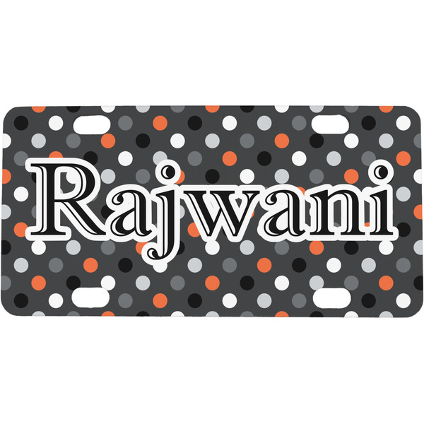 Custom Gray Dots Mini / Bicycle License Plate (4 Holes) (Personalized)