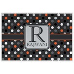 Gray Dots Laminated Placemat w/ Name and Initial