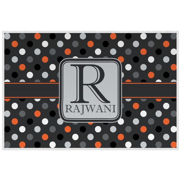 Custom Gray Dots Laminated Placemat w/ Name and Initial