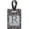 Gray Dots Plastic Luggage Tag - Rectangular w/ Name and Initial