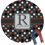 Gray Dots Round Fridge Magnet (Personalized)