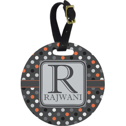 Gray Dots Plastic Luggage Tag - Round (Personalized)