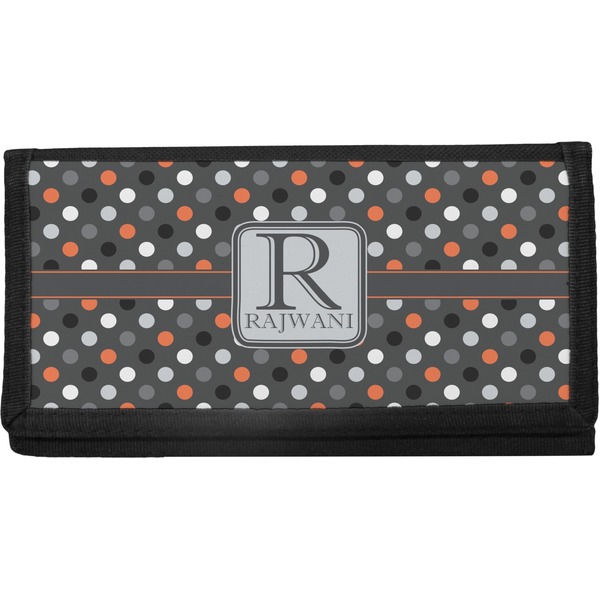 Custom Gray Dots Canvas Checkbook Cover (Personalized)