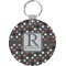 Grey Dots Round Keychain (Personalized)