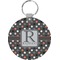 Gray Dots Round Plastic Keychain (Personalized)