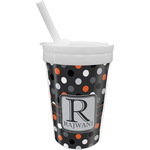 Gray Dots Sippy Cup with Straw (Personalized)