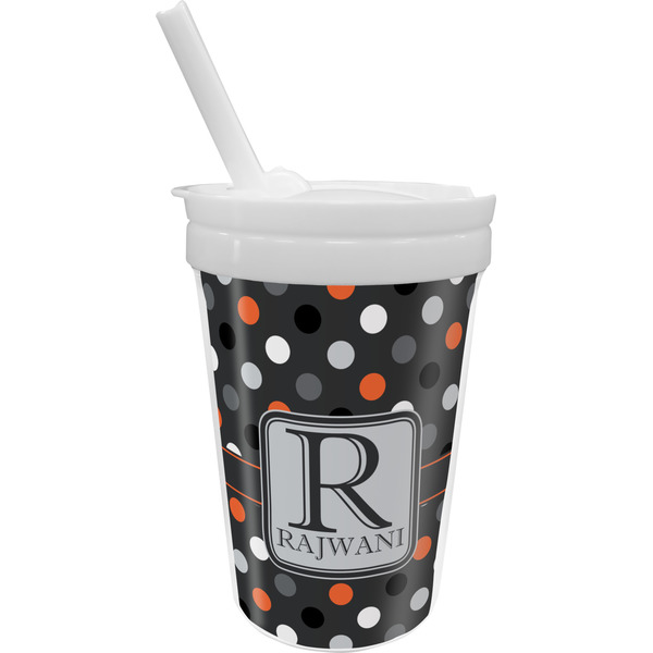Custom Gray Dots Sippy Cup with Straw (Personalized)