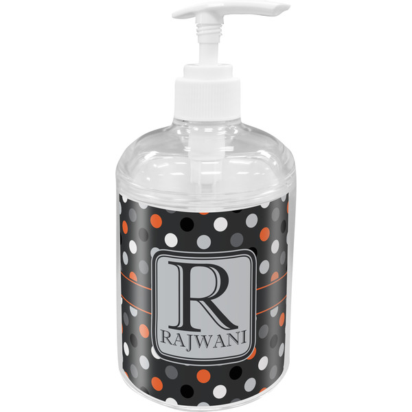 Custom Gray Dots Acrylic Soap & Lotion Bottle (Personalized)