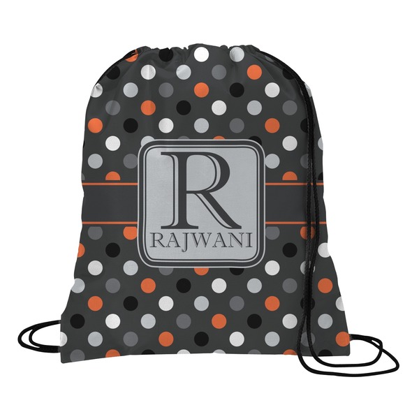 Custom Gray Dots Drawstring Backpack - Large (Personalized)