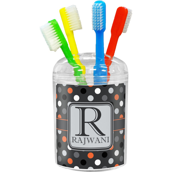 Custom Gray Dots Toothbrush Holder (Personalized)