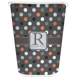 Gray Dots Waste Basket - Double Sided (White) (Personalized)