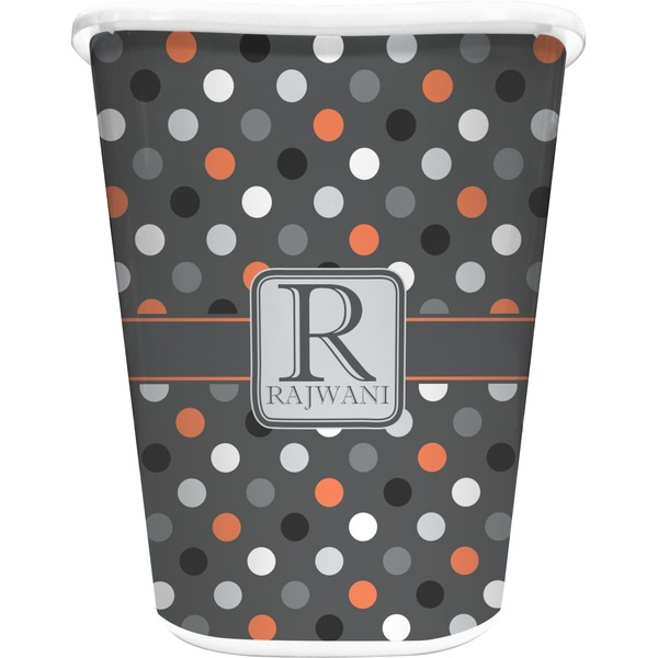 Custom Gray Dots Waste Basket - Double Sided (White) (Personalized)