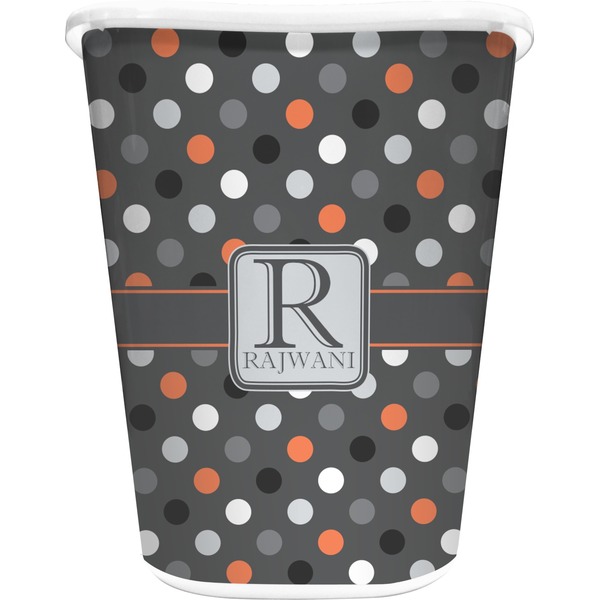 Custom Gray Dots Waste Basket (Personalized)