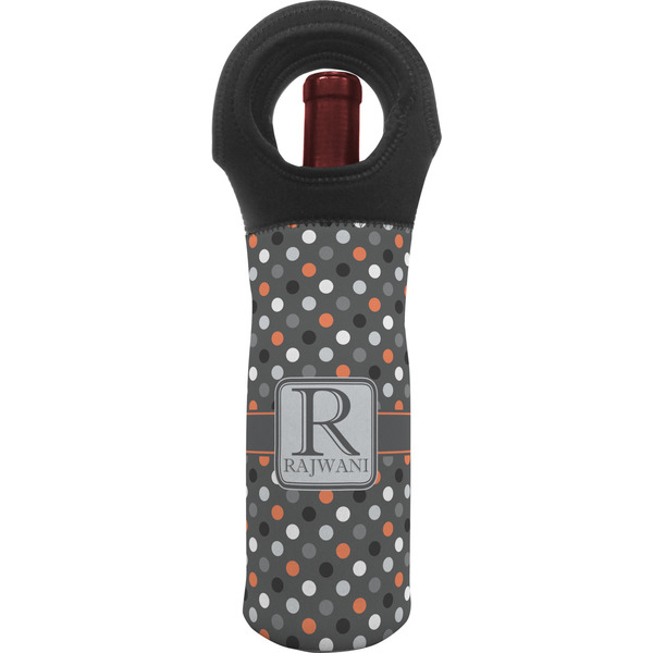 Custom Gray Dots Wine Tote Bag (Personalized)