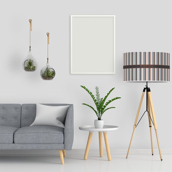 Gray Stripes 12" Drum Lampshade - LIFESTYLE