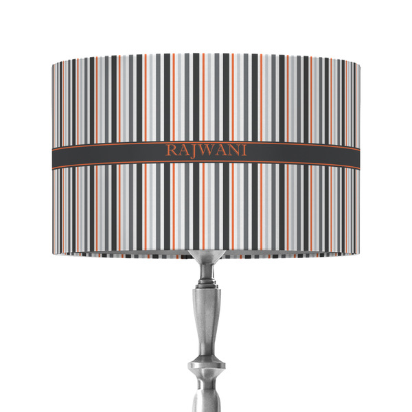Custom Gray Stripes 12" Drum Lamp Shade - Fabric (Personalized)