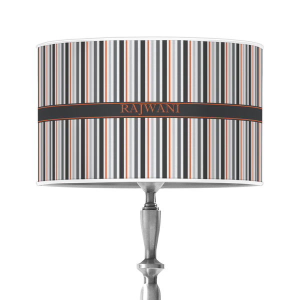 Custom Gray Stripes 12" Drum Lamp Shade - Poly-film (Personalized)
