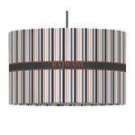 Gray Stripes 12" Drum Pendant Lamp - Fabric (Personalized)