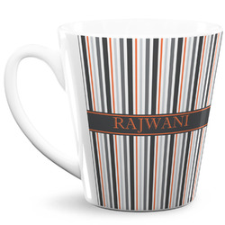 Gray Stripes 12 Oz Latte Mug (Personalized)
