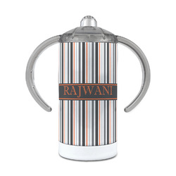 Gray Stripes 12 oz Stainless Steel Sippy Cup (Personalized)