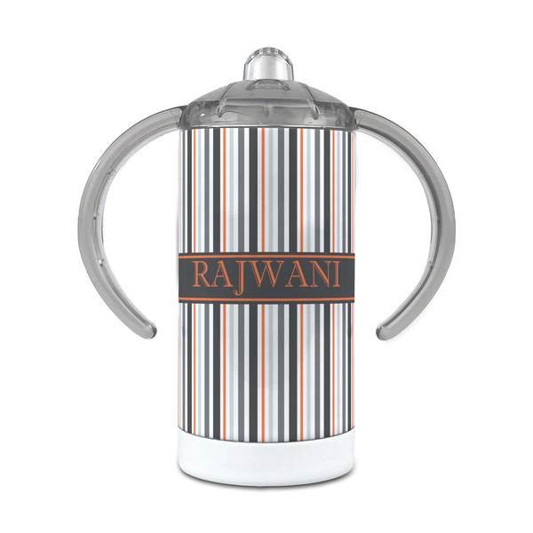 Custom Gray Stripes 12 oz Stainless Steel Sippy Cup (Personalized)