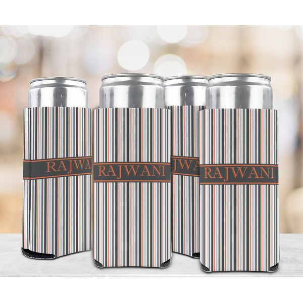 Gray Stripes 12oz Tall Can Sleeve - Set of 4 - LIFESTYLE