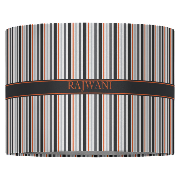 Gray Stripes 16" Drum Lampshade - FRONT (Fabric)