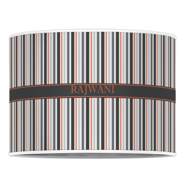 Gray Stripes 16" Drum Lampshade - FRONT (Poly Film)