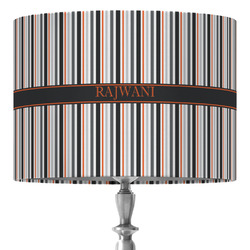 Gray Stripes 16" Drum Lamp Shade - Fabric (Personalized)