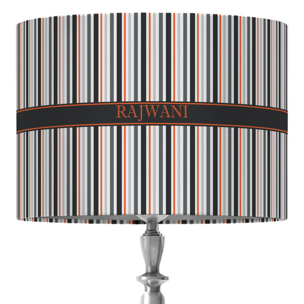 Custom Gray Stripes 16" Drum Lamp Shade - Fabric (Personalized)