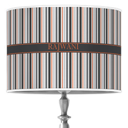 Gray Stripes 16" Drum Lamp Shade - Poly-film (Personalized)