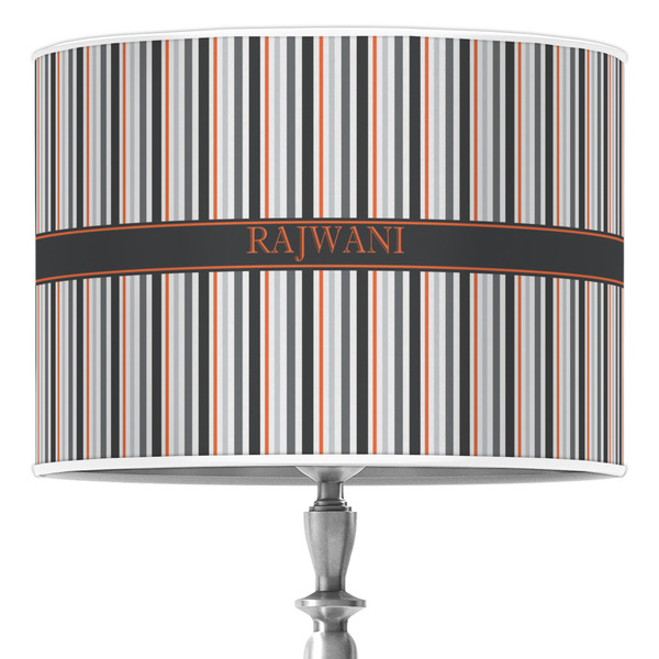 Custom Gray Stripes 16" Drum Lamp Shade - Poly-film (Personalized)