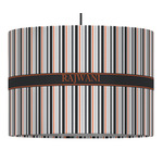 Gray Stripes 16" Drum Pendant Lamp - Fabric (Personalized)