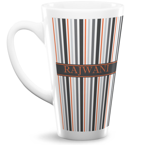 Custom Gray Stripes Latte Mug (Personalized)
