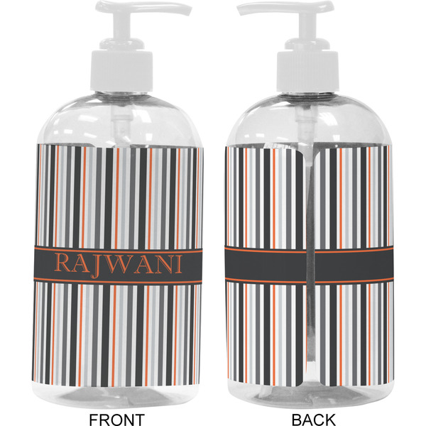 Gray Stripes 16 oz Plastic Liquid Dispenser- Approval- White