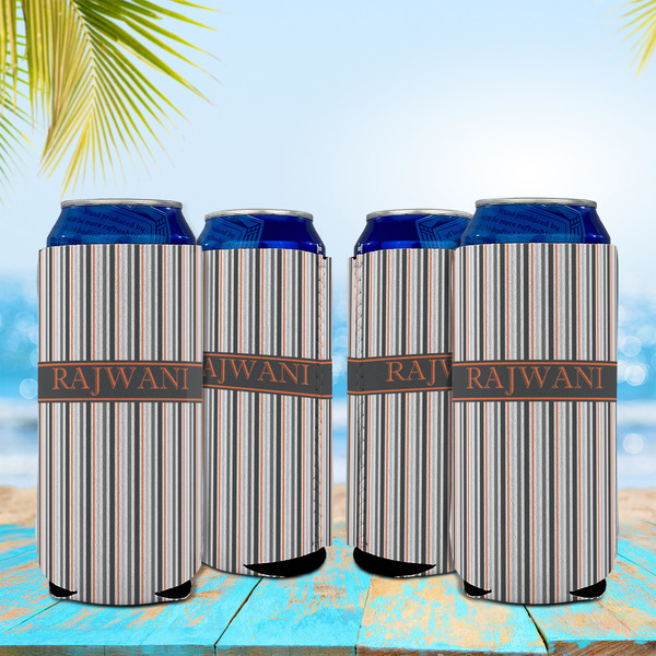 Gray Stripes 16oz Can Sleeve - Set of 4 - LIFESTYLE