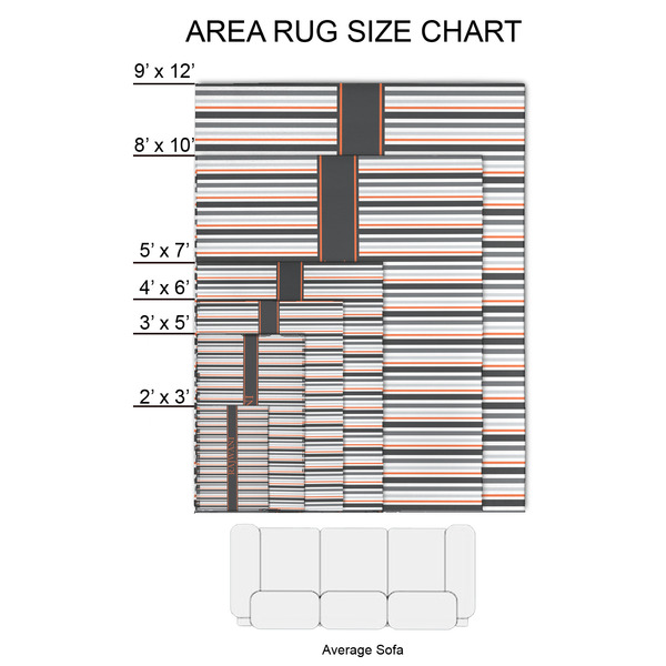 Gray Stripes 2'x3' Indoor Area Rugs - Size Chart