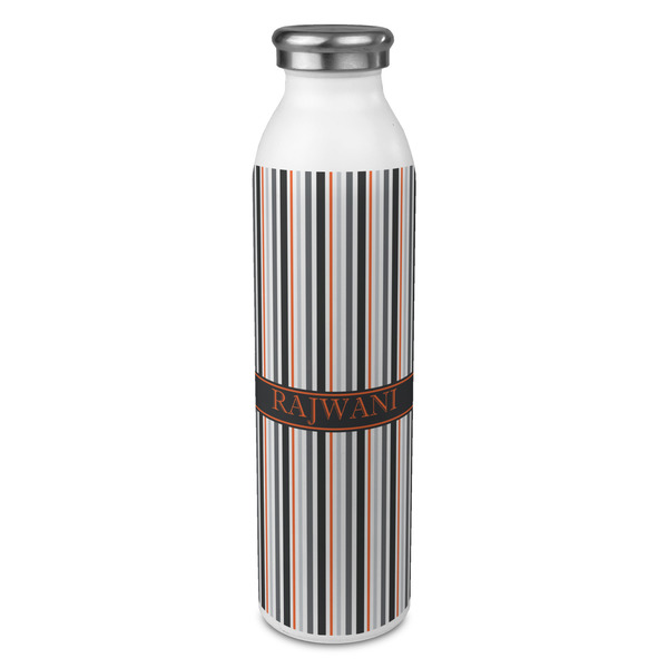 Custom Gray Stripes 20oz Stainless Steel Water Bottle - Full Print (Personalized)