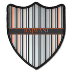 Gray Stripes Iron On Shield Patch B w/ Name or Text