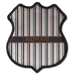 Gray Stripes Iron On Shield Patch C w/ Name or Text