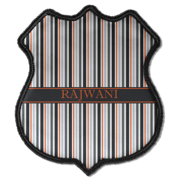 Custom Gray Stripes Iron On Shield Patch C w/ Name or Text