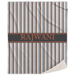 Gray Stripes Sherpa Throw Blanket - 50"x60" (Personalized)