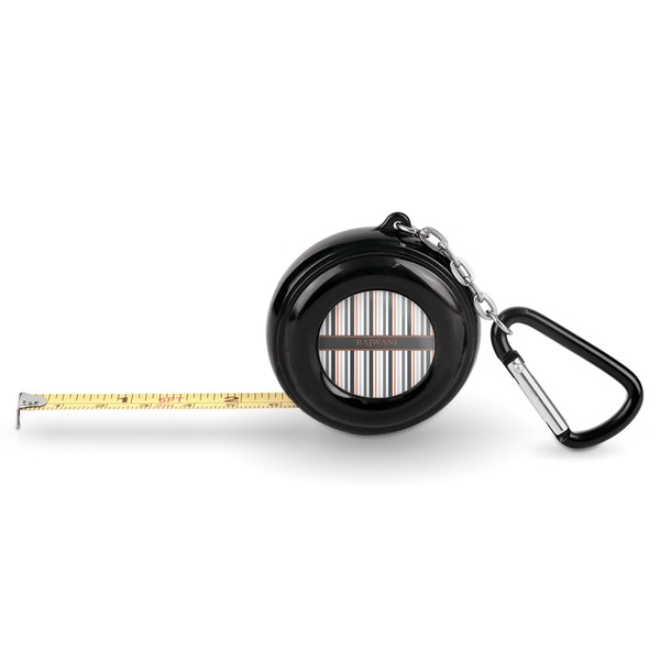 Custom Gray Stripes Pocket Tape Measure - 6 Ft w/ Carabiner Clip (Personalized)
