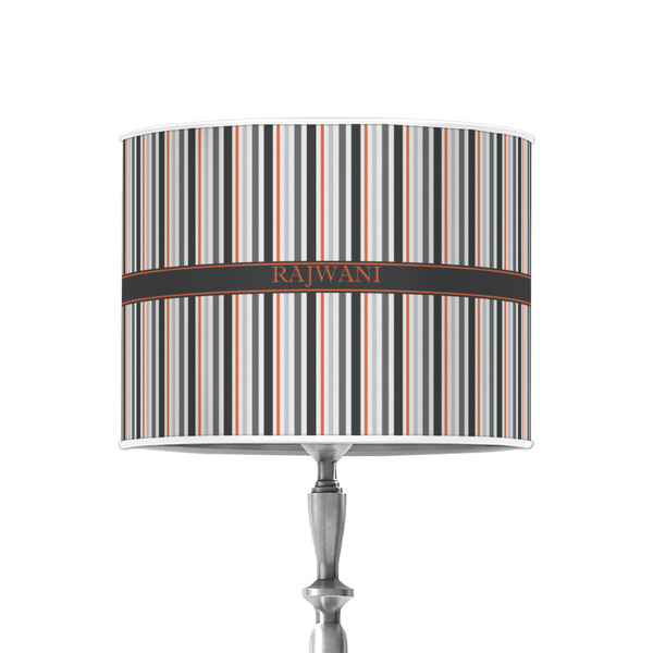 Gray Stripes 8" Drum Lampshade - ON STAND (Poly Film)