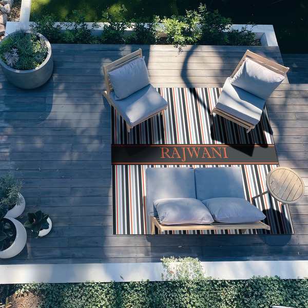 Gray Stripes 8'x10' Patio Rug - In context