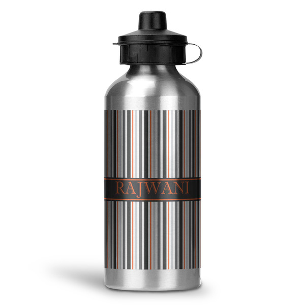 Custom Gray Stripes Water Bottle - Aluminum - 20 oz (Personalized)