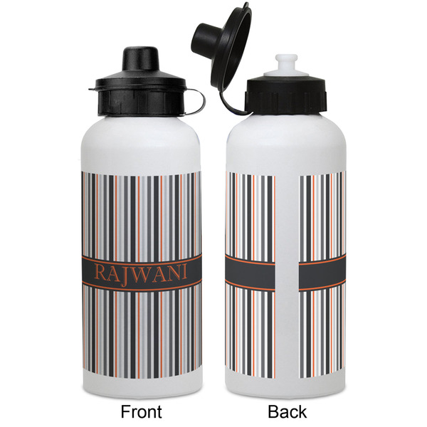 Gray Stripes Aluminum Water Bottle - White APPROVAL