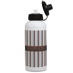 Gray Stripes Water Bottles - Aluminum - 20 oz - White (Personalized)