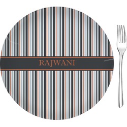Gray Stripes Glass Appetizer / Dessert Plate 8" (Personalized)